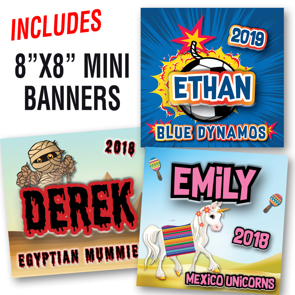 Individual Mini Banners 9 to 13 Players My Sports Banners 1888